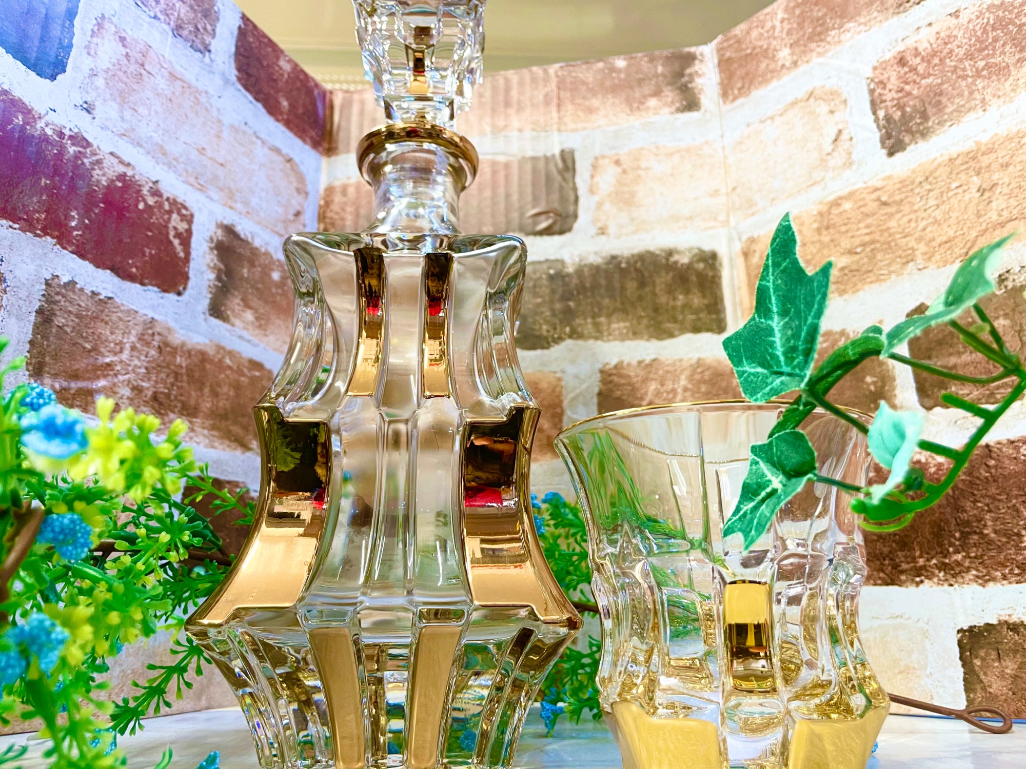 【未使用品】BOHEMIA Crystal デキャンタとグラスセット Bohemia (ボヘミア) デキャンタ＆グラス2個セット 24%CRYSTAL