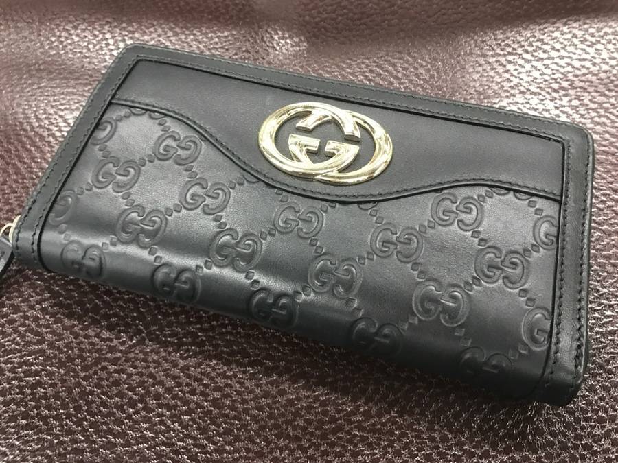 GUCCI グッチ 長財布 インターロッキング ラウンドファスナー