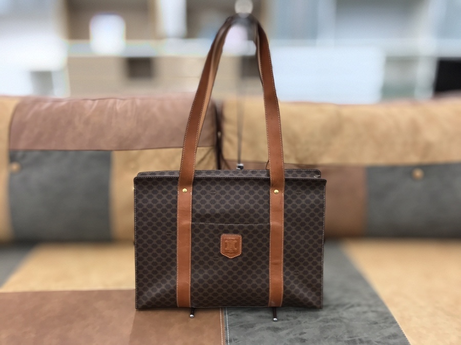 CELINE マカダム柄 トートバッグ セリーヌ トートバッグ マカダム柄 型押しヴィンテージ PP-ST