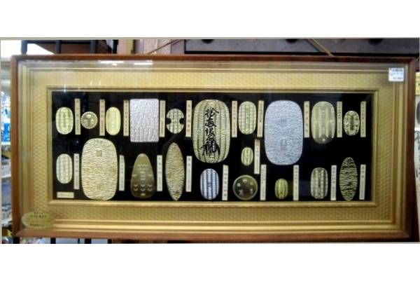 24KGP 額装 大判小判 レプリカ 額 大判 小判 時代劇 骨董品風