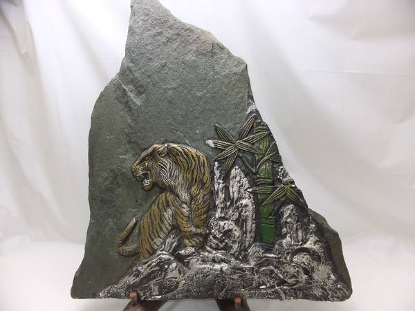 昭和レトロ大理石石板彫刻松鶴延年虎竹中華芸術台付き置物 虎図石板レリーフ入荷しました！【相模原店】｜2015年08月11日