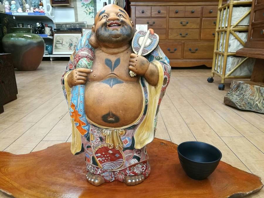 九谷焼 布袋様 七福神 縁起物 置物 布袋尊 骨董 年代物 蔵出し
