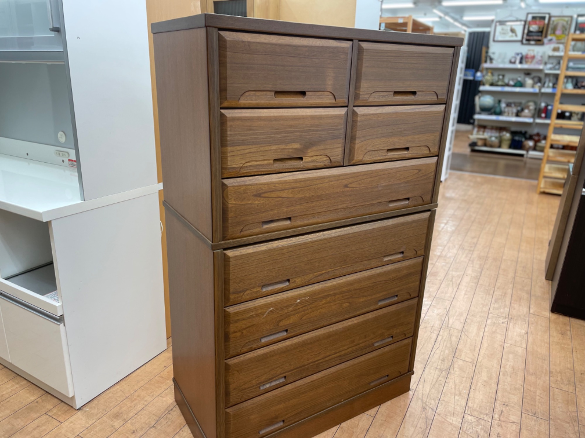サンウッディ 7段ハイチェスト【トレファク 川越店】 家具買取強化中】喜多製作所 7段 ハイチェスト ブラウン 大川家具 を