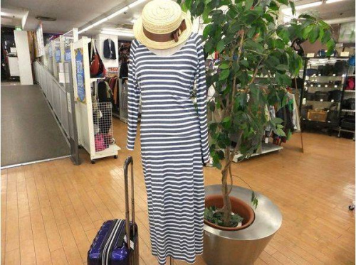 ワンピースのマリンボーダーマキシワンピース