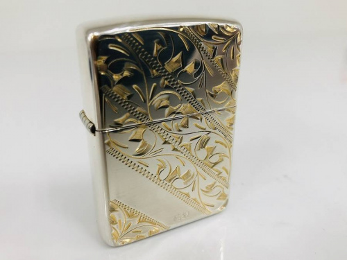 ZIPPOのスターリングシルバー 手彫り純銀 1996年製