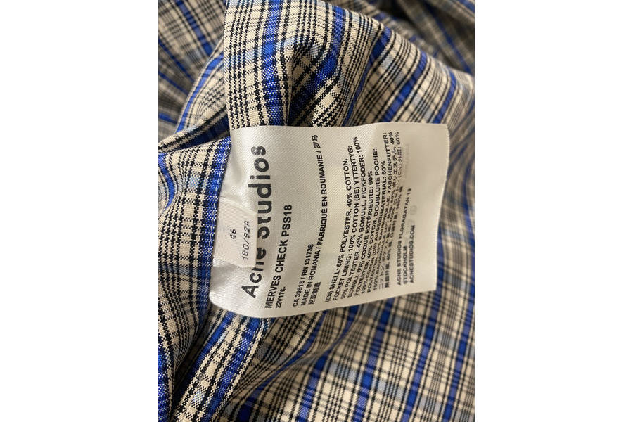 ACNE STUDIOUS(アクネストゥディオズ)のマーバスチェックコートが買取 ACNE STUDIOUS(アクネストゥディオズ)のマーバスチェックコートが買取