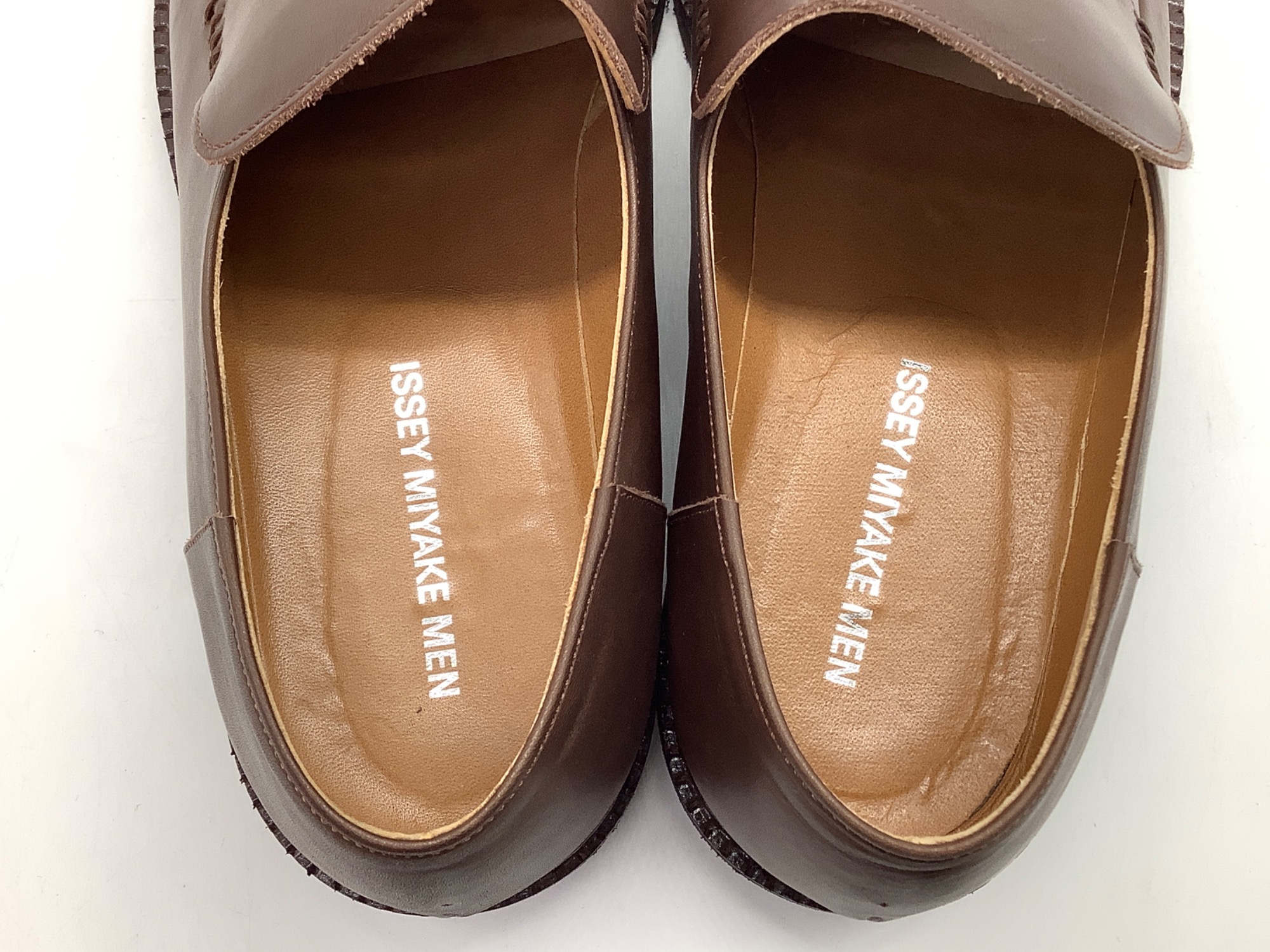 vintage ISSEY MIYAKE MEN レザーローファー ブラウン ISSEY MIYAKE MEN（イッセイミヤケ メン）のヴァンプローファー