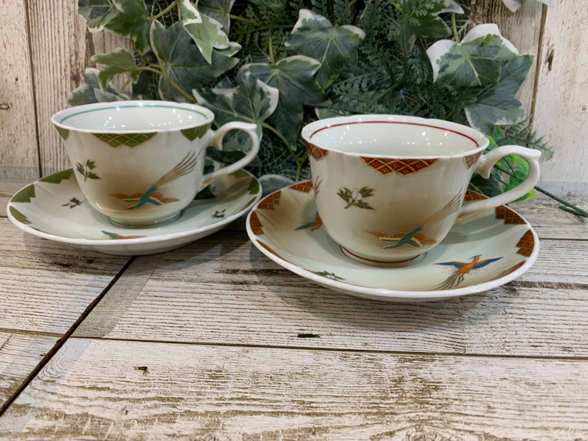 カップ&ソーサー 特選有田焼 明治記念館謹製 金鶏文組珈琲 林九郎窯を