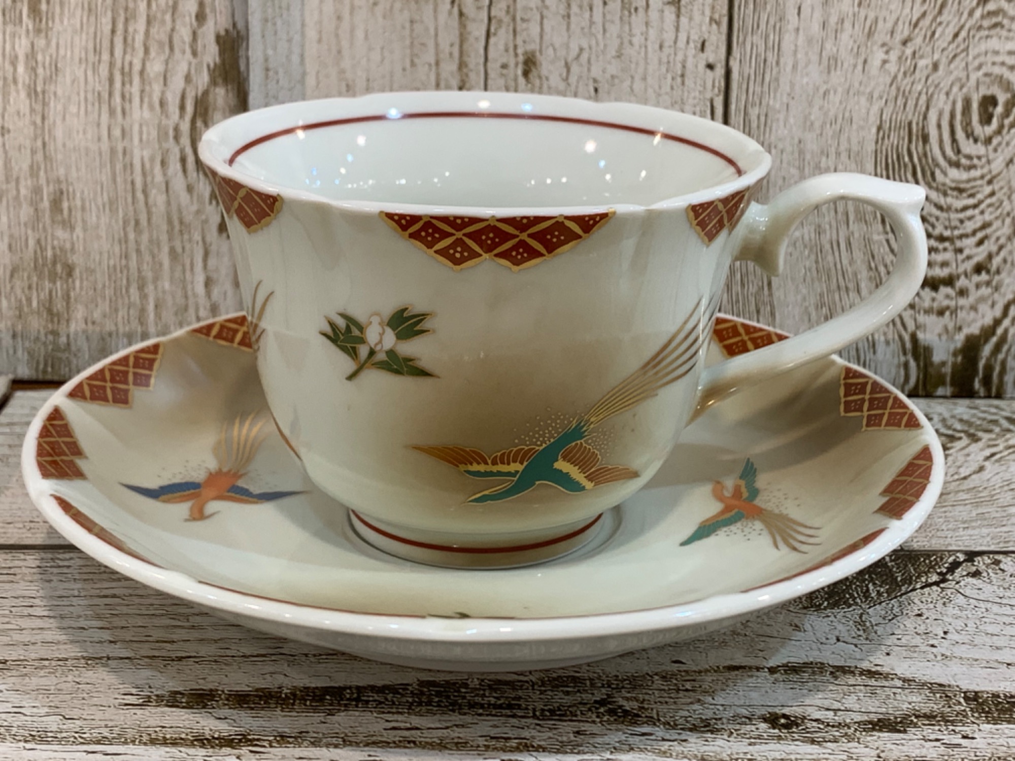 カップ&ソーサー 特選有田焼 明治記念館謹製 金鶏文組珈琲 林九郎窯を