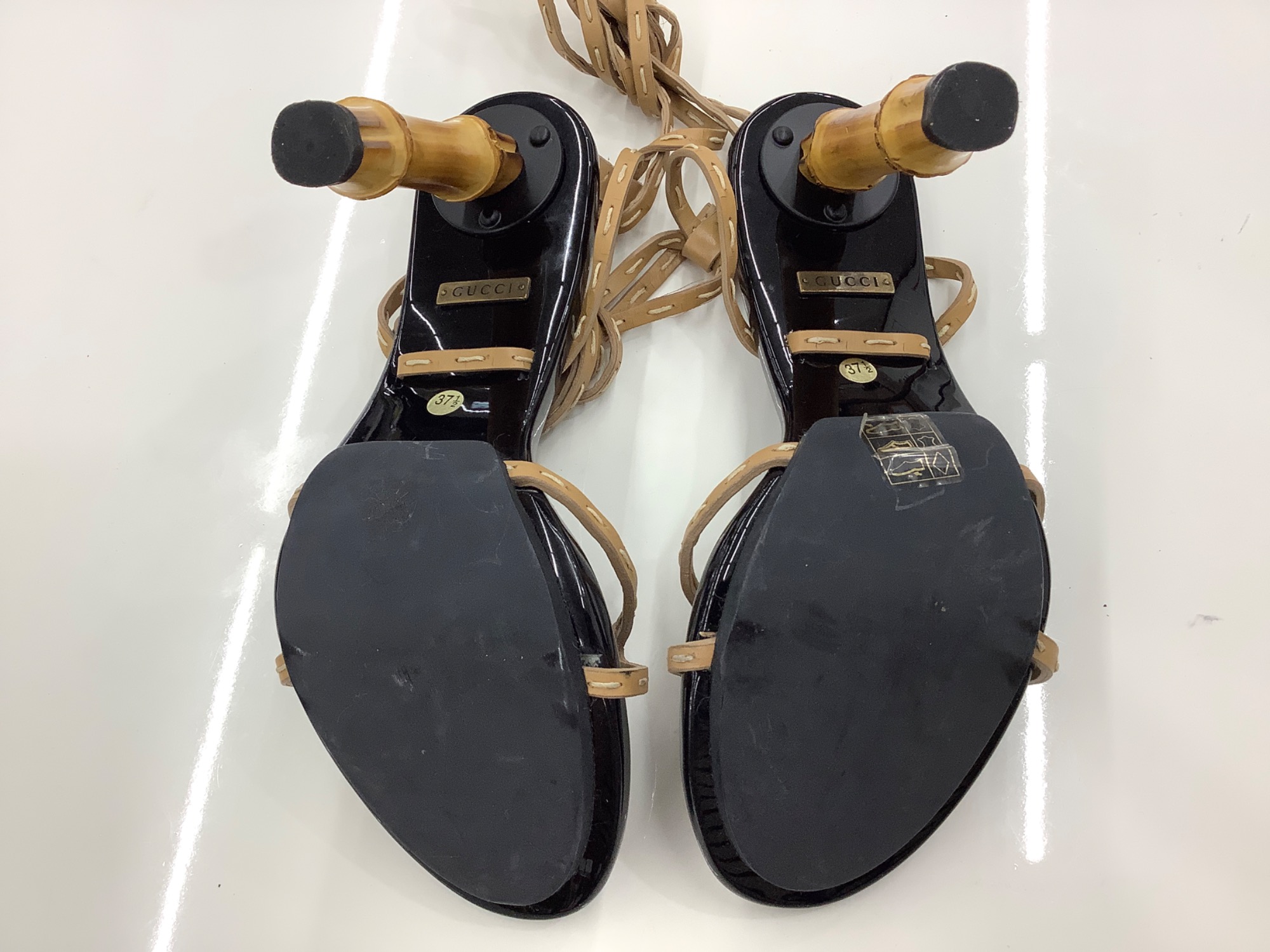【希少　レア】GUCCI バンブーヒール　サンダル　24cm 黒 GUCCI グッチ ヒール ブラック ハイヒール サンダル 靴