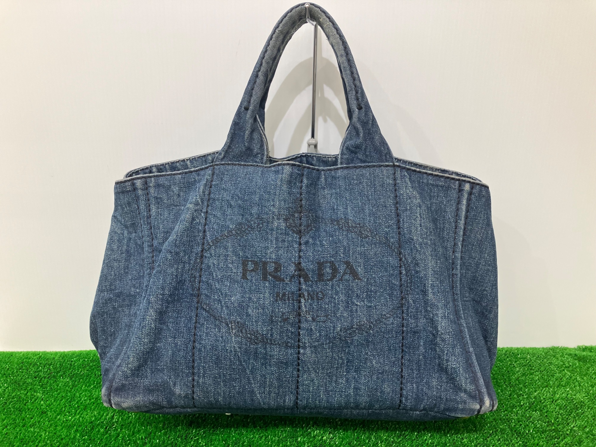 プラダトートバッグ 中古・古着通販】PRADA (プラダ) レザートートバッグ ブラック