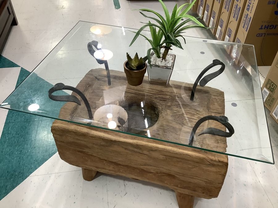 kaja(カジャ)の古木ガラステーブルを買取入荷致しました！【横浜青葉店