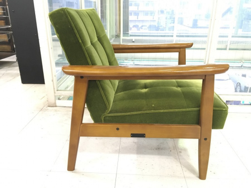 カリモク　Kチェア　の横浜　青葉　中古　カリモク60　1シーター モケットグリーン