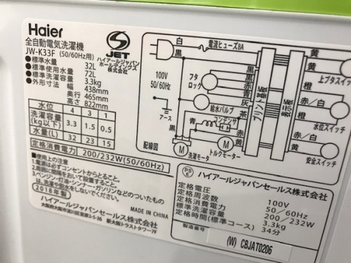 川崎　青葉　世田谷　鶴見　横浜　中古　Haier　ハイアールの横浜川崎中古家電情報
