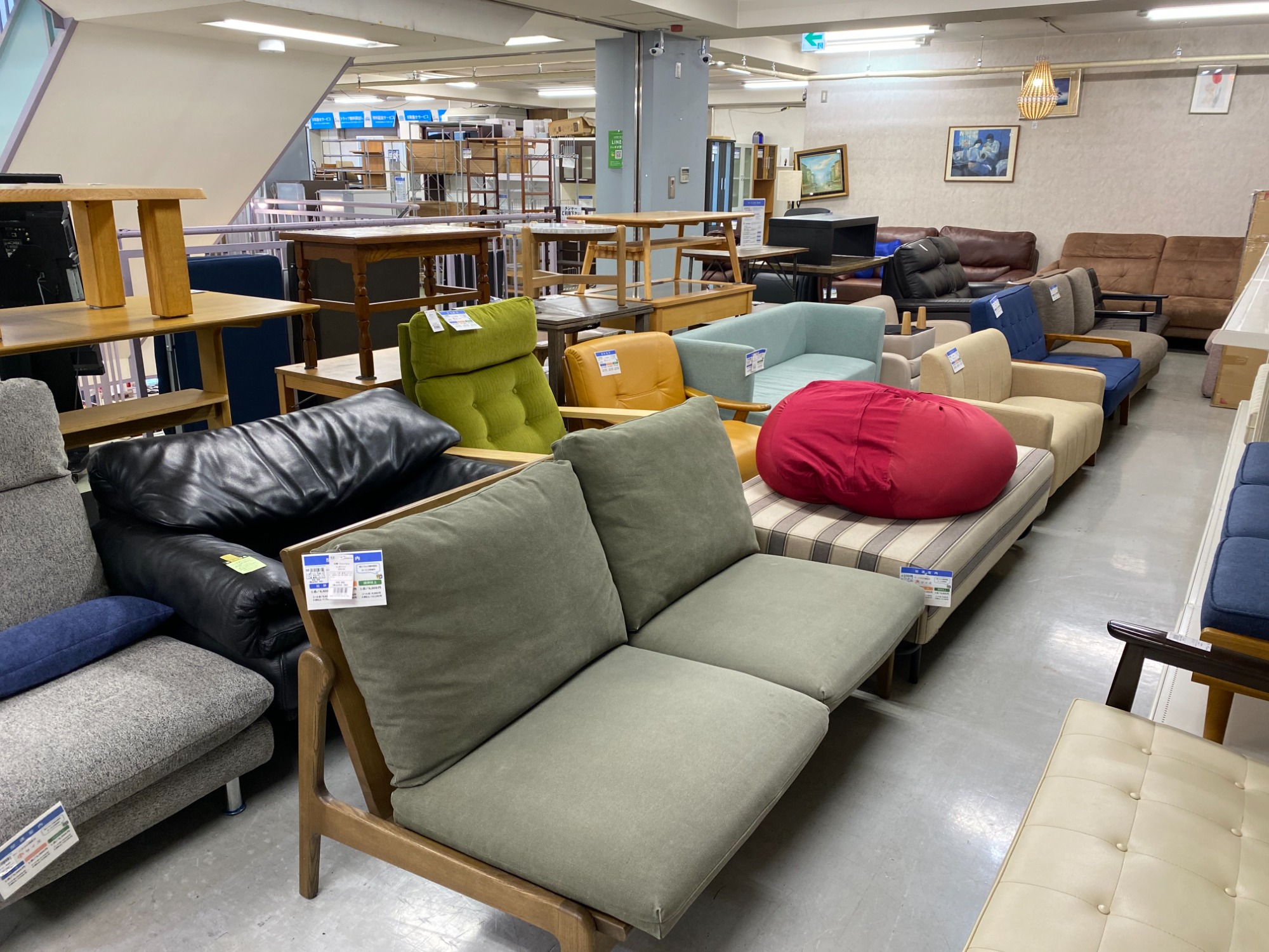 【オーク無垢材】オーキタ家具✨3人掛けデニムブルーソファ オーク無垢材】オーキタ家具✨3人掛けデニムブルーソファ
