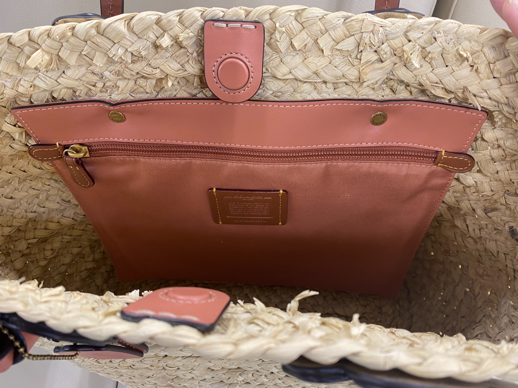 COACH 編み込み ベージュ ハンドバッグ コーチ/ハンドバッグ/ブラウン×ライトブラウン×ベージュ/パイル