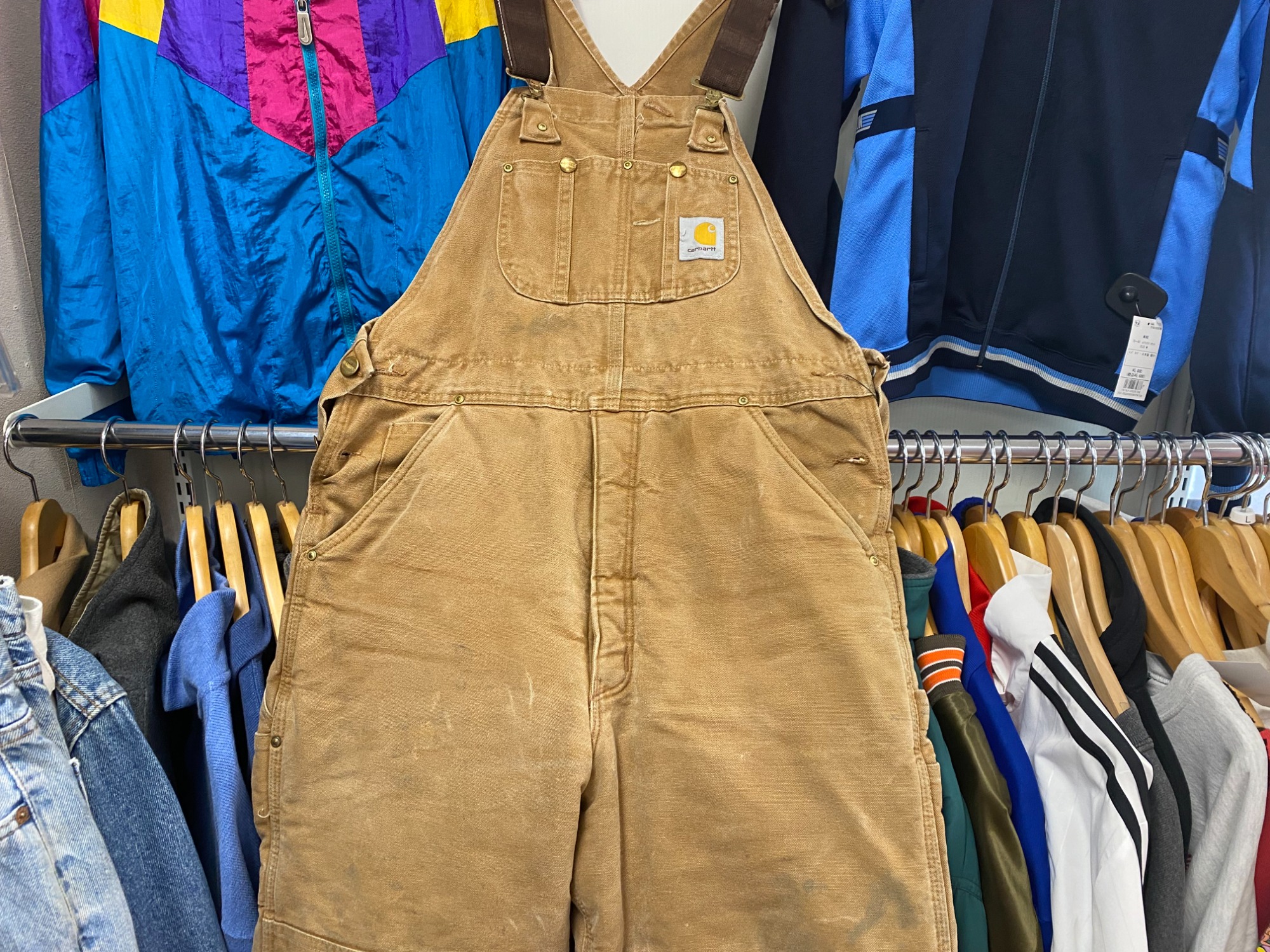カーハート ダブルニー  人気カラー  オーバーオール  アメカジ  美品 Carhartt オーバーオール サロペット 「ヴィンテージ古着」90's
