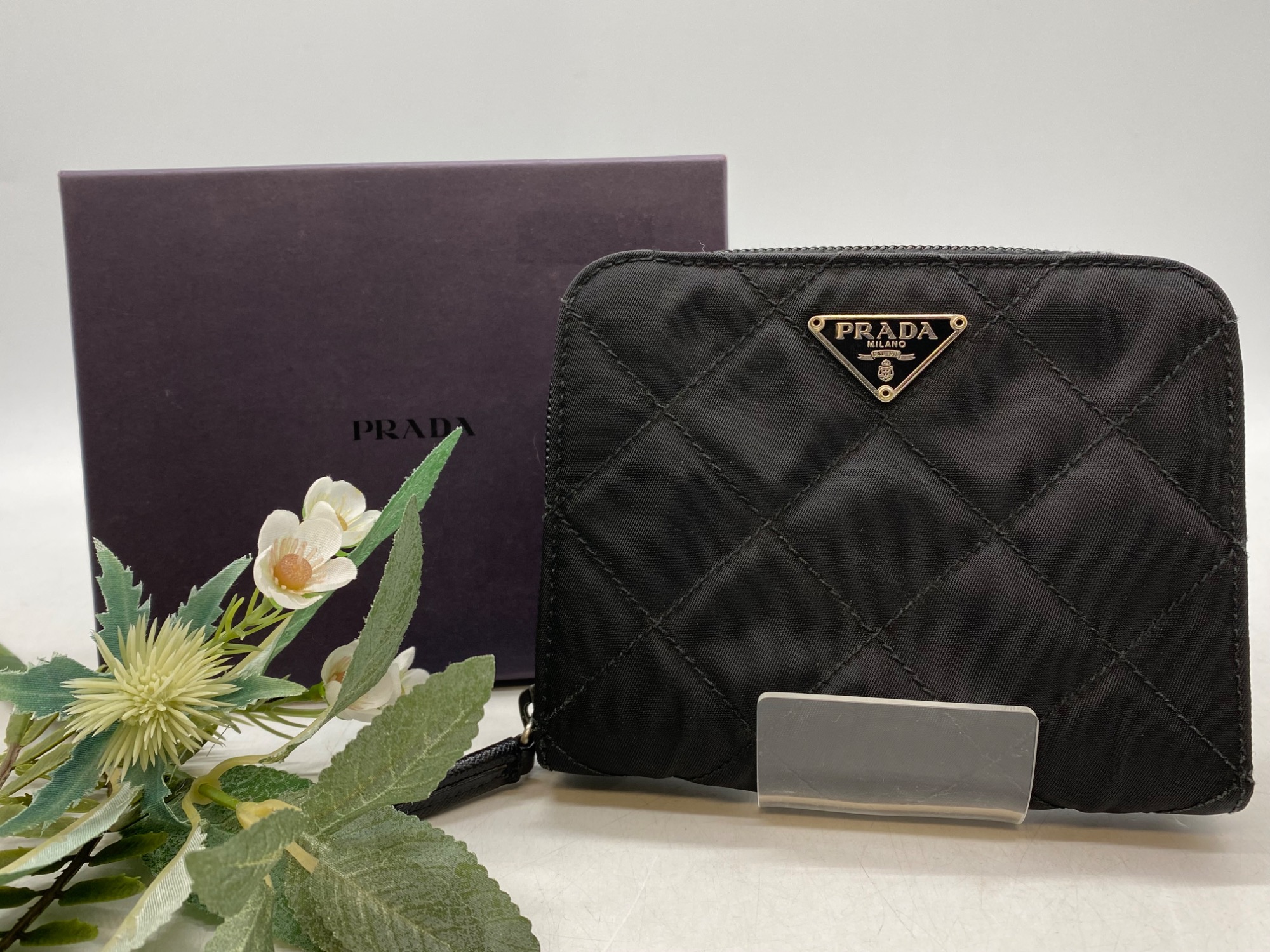 PRADA 二つ折り財布 正規品 プラダ 二つ折り 財布 サフィアーノ 黒