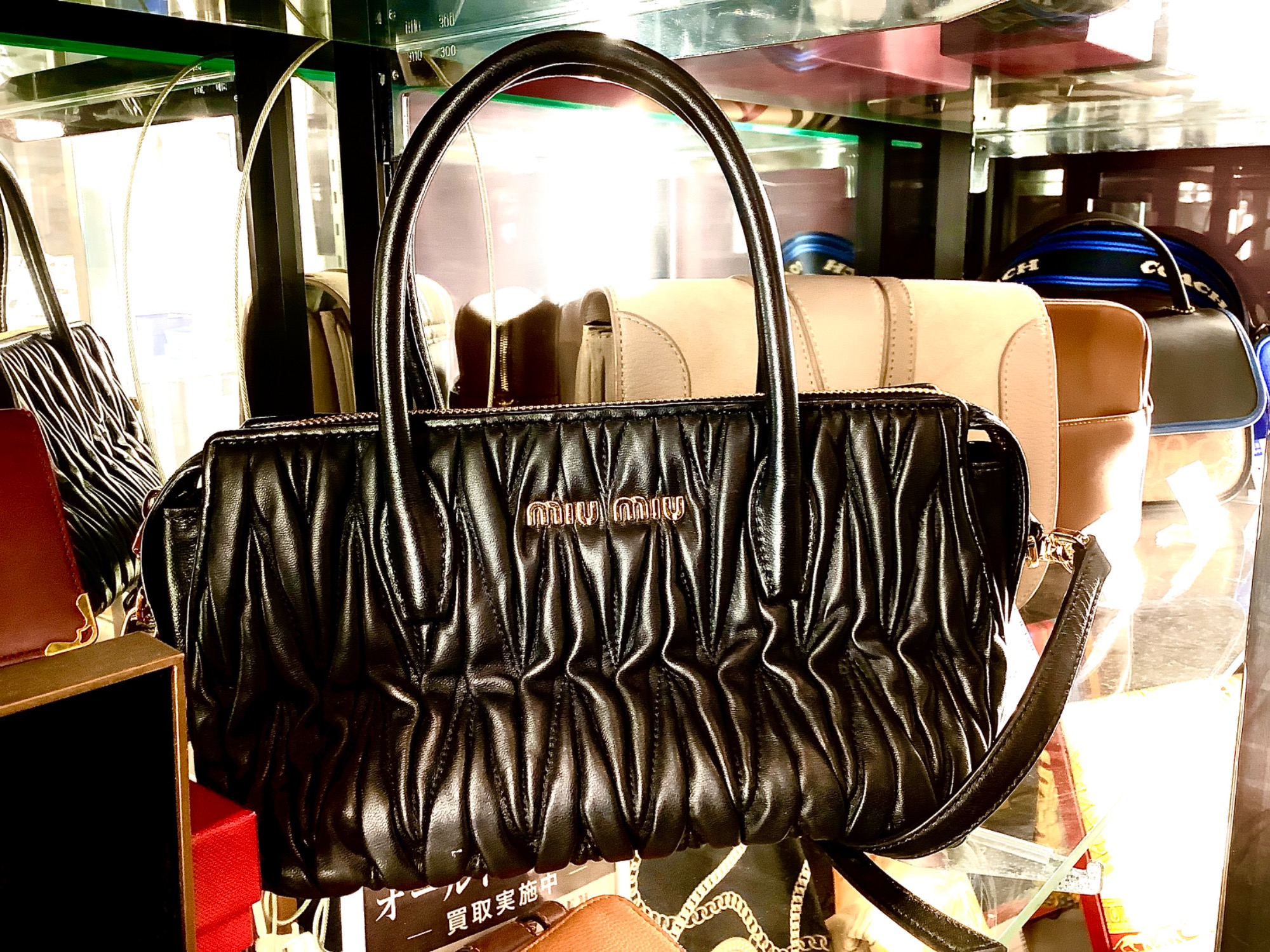 すぐ届く【MIUMIU】ジャカードファブリック ポーチ 関税なし miu ミュウミュウ カードケース プリント レザー 5MB006 2F38