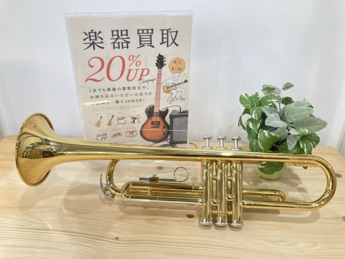 中古楽器店のトランペット