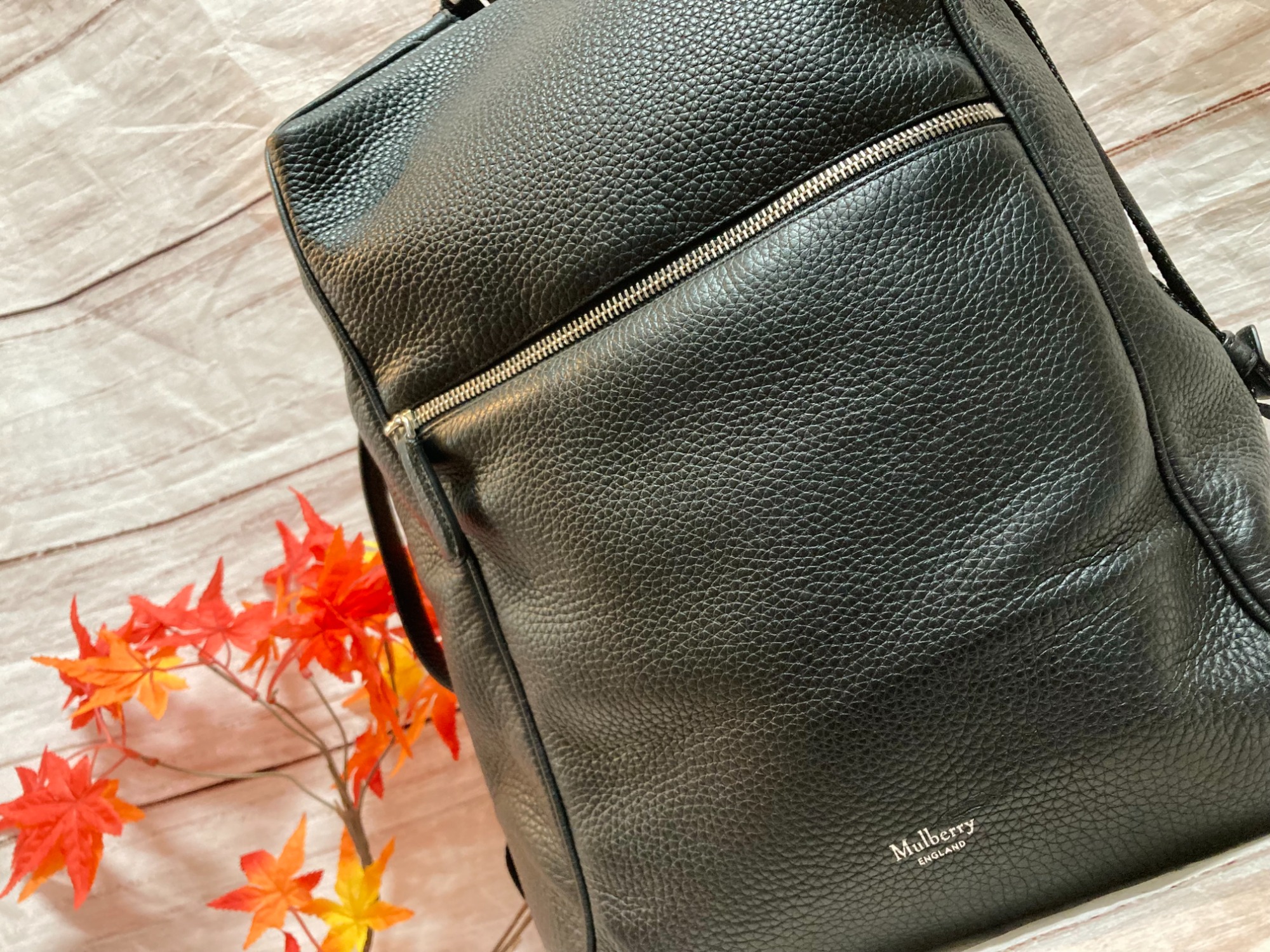 MULBERRY マルベリー 希少 リュック　オールレザー　大容量 ロゴ Mulberry(マルベリー)｜【MEN】CHILTERN BACKPACK/ブラック の