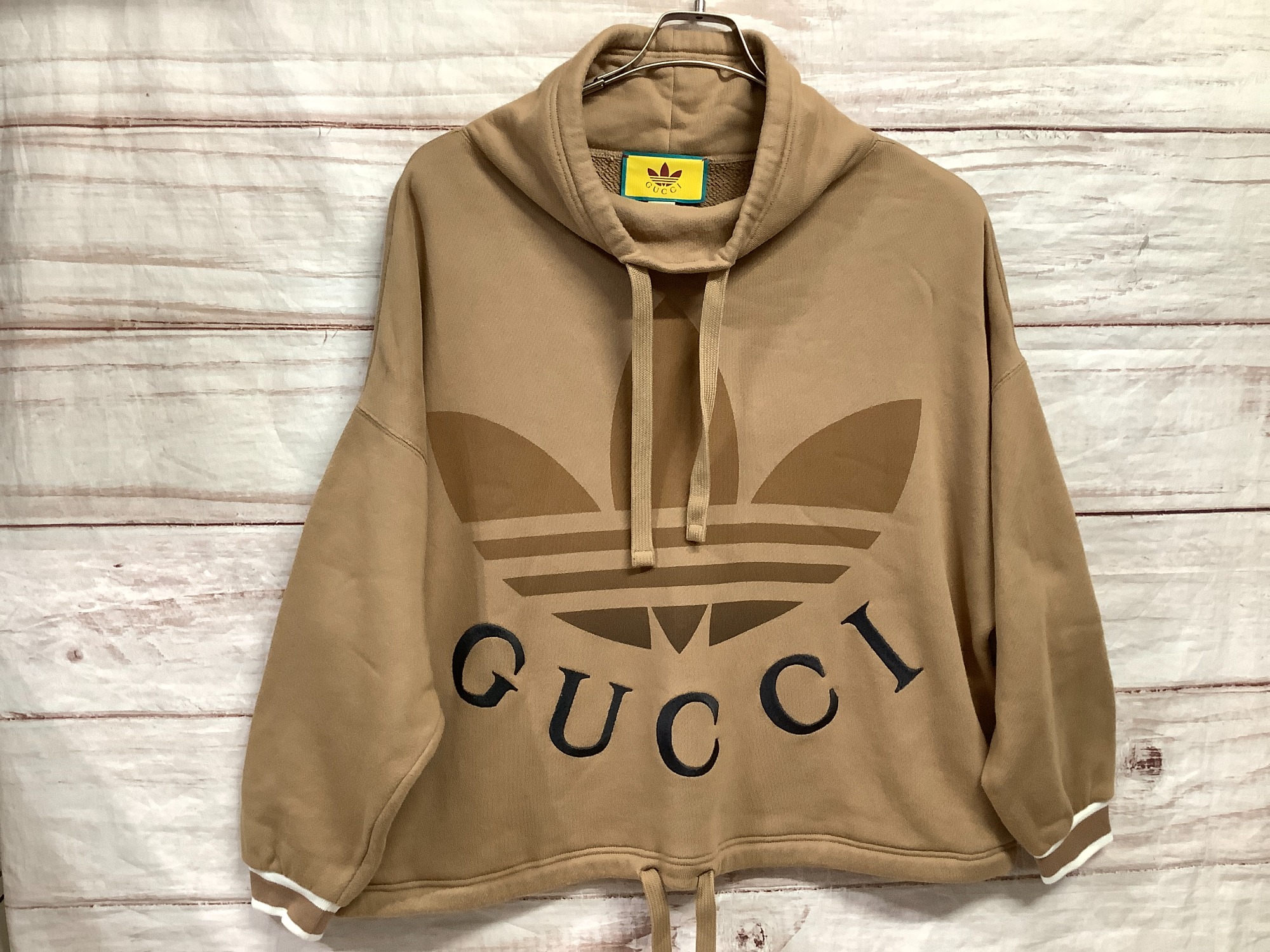 美品☆GUCCI グッチ adidas アディダス 717417 トレフォイル コットンジャージー スウェット ブラウン XS イタリア製 正規品 レディース GUCCI×adidas (グッチ×アディダス) スウェット 717417 SIZE S メンズ