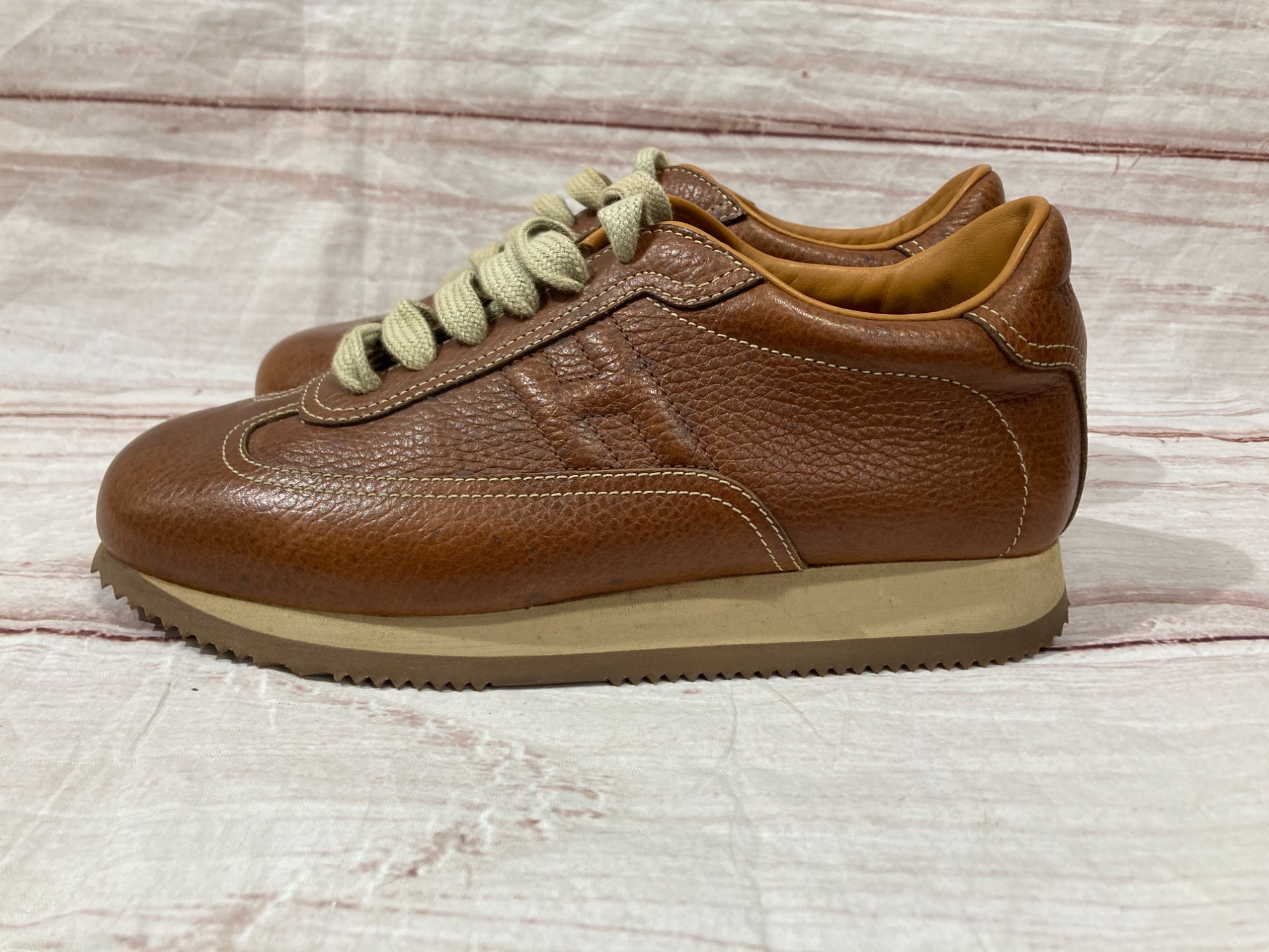 HERMES ブラウン クイックスニーカー 本体 中古・古着通販】HERMES (エルメス) クイックレザースニーカー