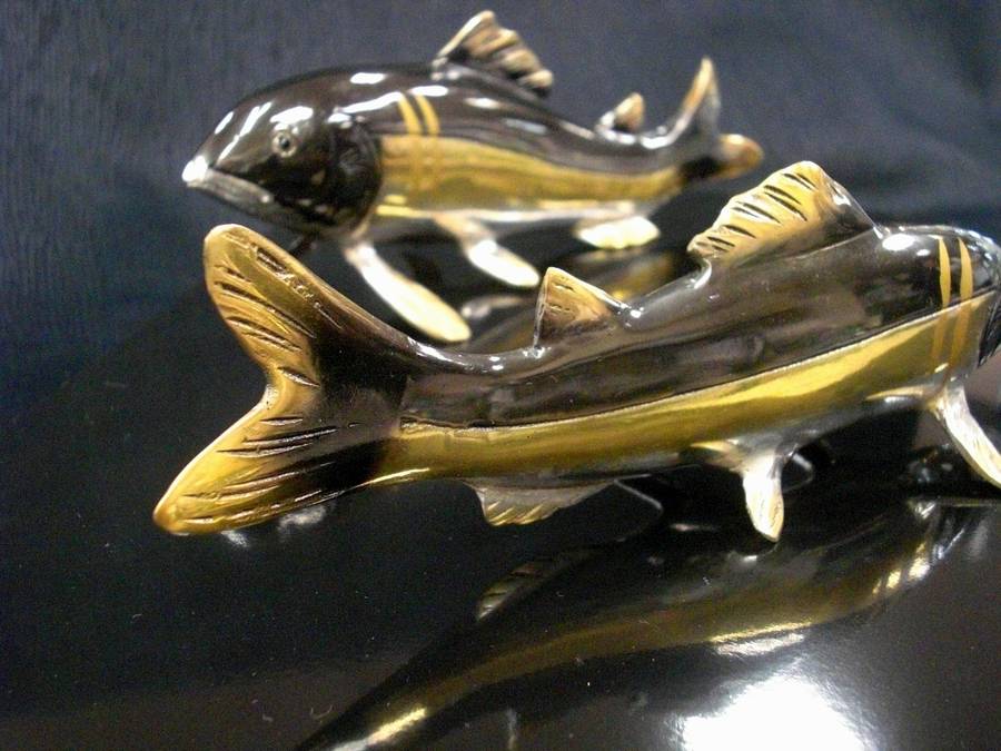 400年の歴史高岡銅器。青銅製 双鮎置物が入荷致しました。【上尾