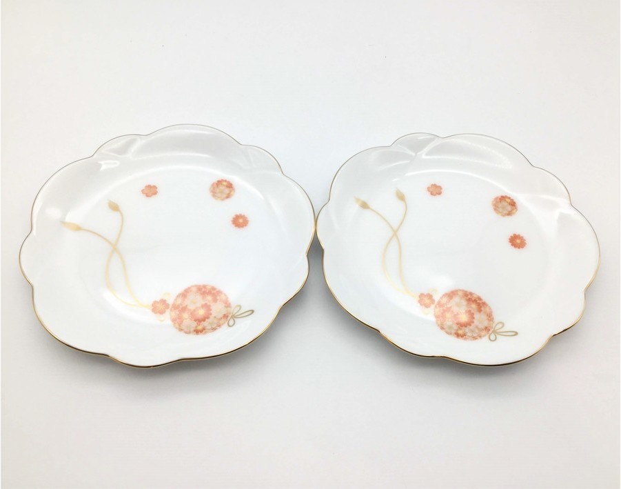 大倉陶園 花毬 買えれ 13cm 梅型皿 5枚セット 大倉陶園 花毬 買えれ 13cm 梅型皿 5枚セット