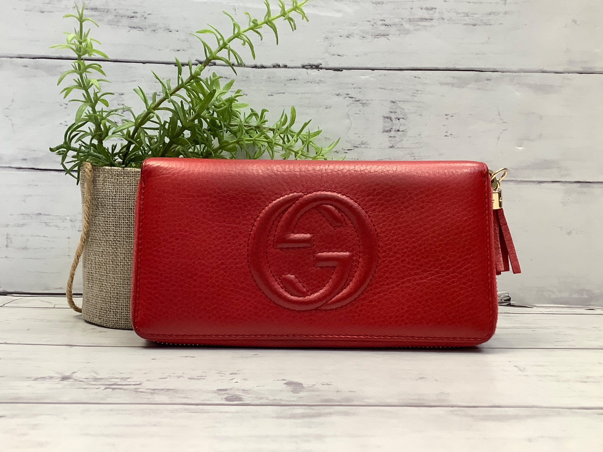 【希少】　GUCCI グッチ　インターロッキング　レッド　二つ折り　長財布 希少】 GUCCI グッチ インターロッキング レッド 二つ折り 長