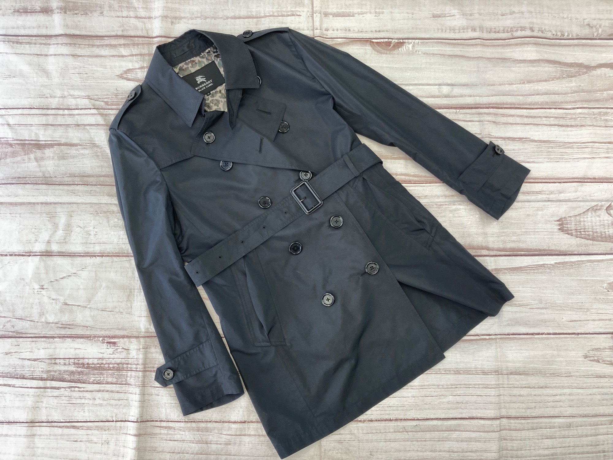 バーバリーBLACK LABEL トレンチコート　紺　古着　新品 バーバリー ロンドン BURBERRY LONDON トレンチコート ロング丈 ベルト