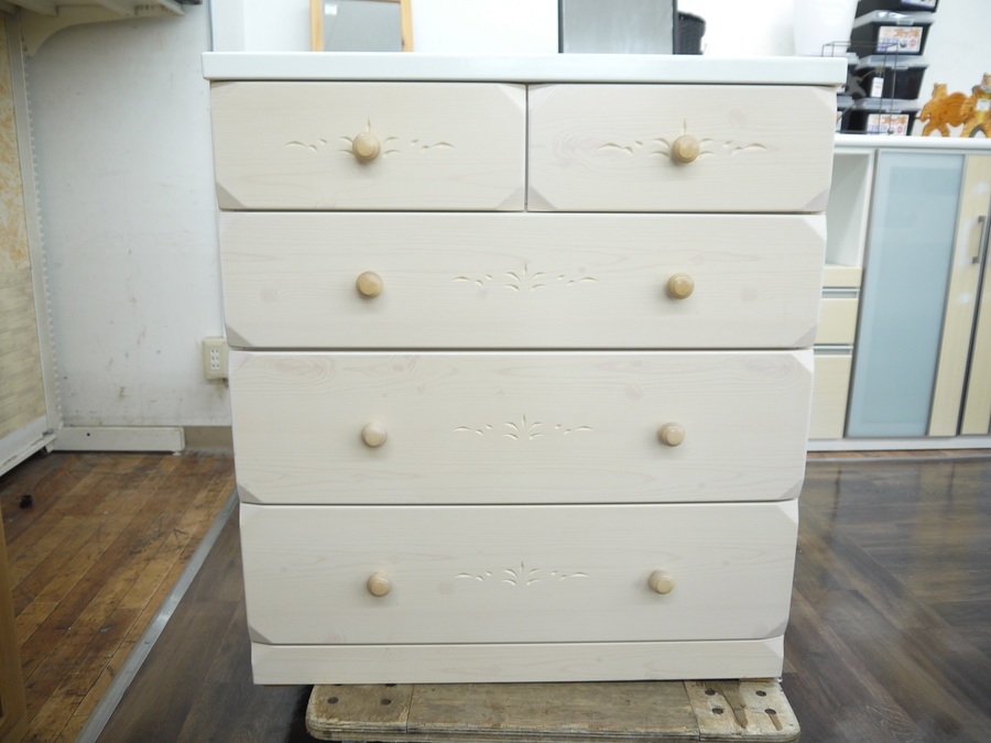 ニトリ　ホワイト 4段チェスト ニトリ 工具不要で組み立て簡単ワイドチェストデコニーシーヴォ2(4段