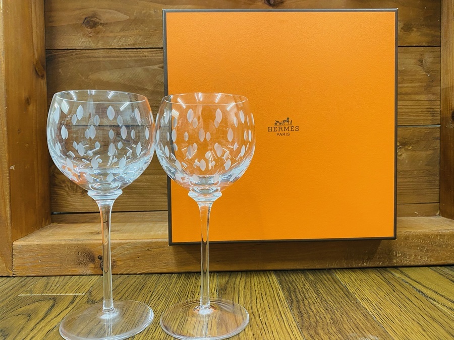 HERMES ドット模様 シャンパングラス 2個セット エルメス