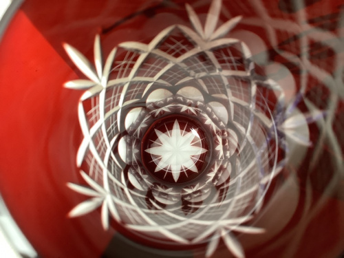 江戸切子の田島硝子  重ね矢来文様・菊底