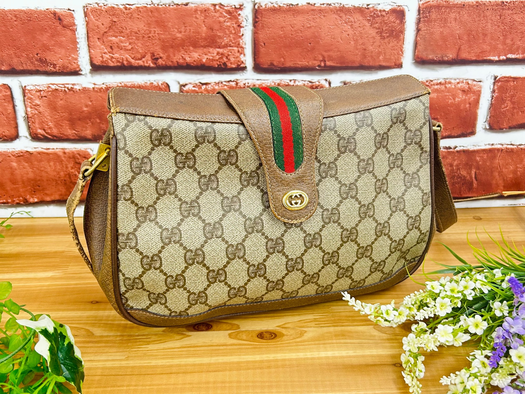 GUCCI グッチ 古本 中古・古着通販】GUCCI (グッチ) ボストンバッグ グレー×ネイビー