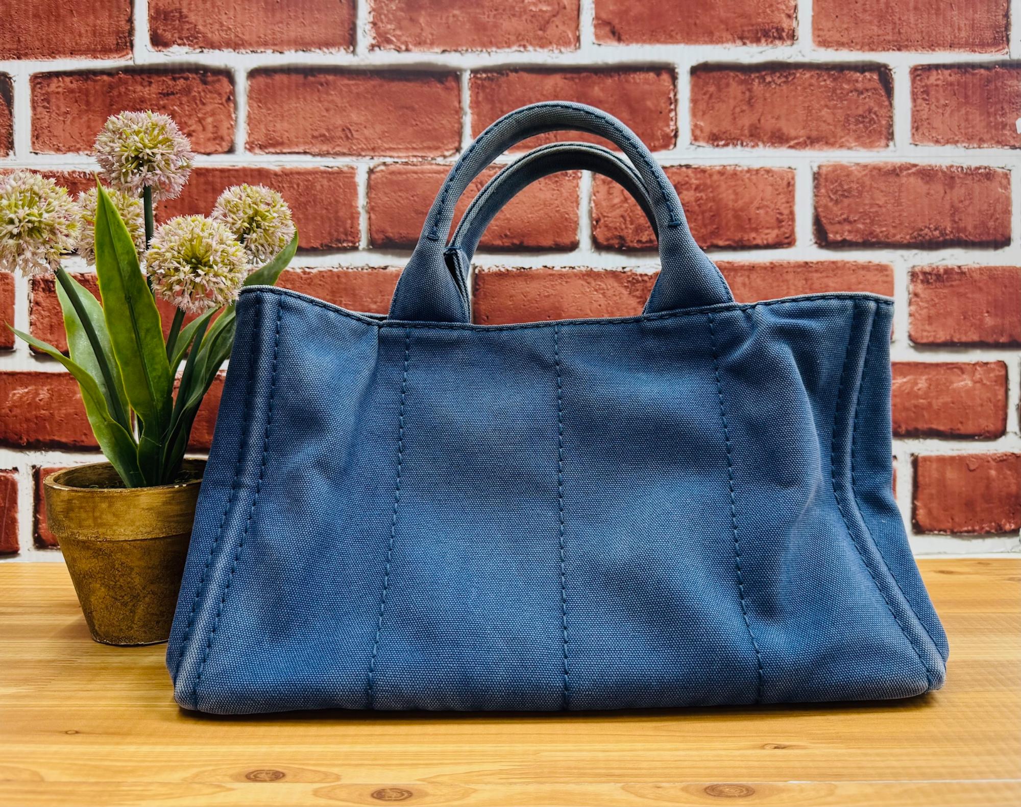 正規カナパ廃盤品 PRADAカナパ キャンバスレザー切り替え 2WAY ハンドバッグ 赤×茶