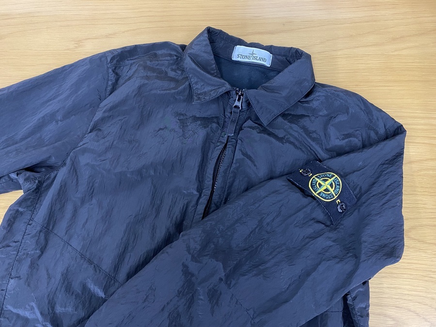 ストーンアイランド★美品 名作 ナイロン メタル シャツジャケット 青 L stone island(ストーンアイランド)ナイロンメタルシャツ
