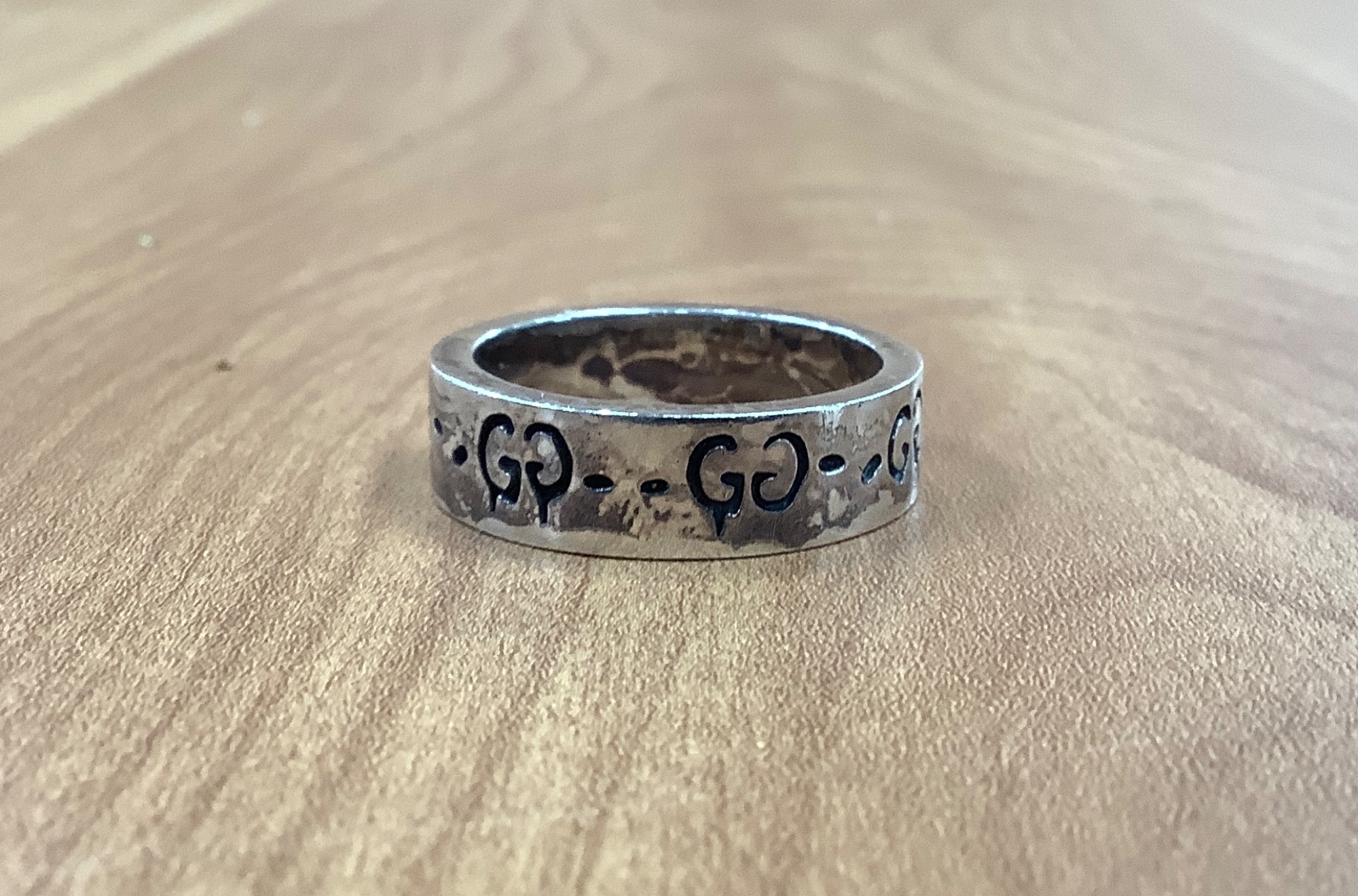 GUCCI グッチ スカーフリング ゴールド レザー ブラウン 1211｜く