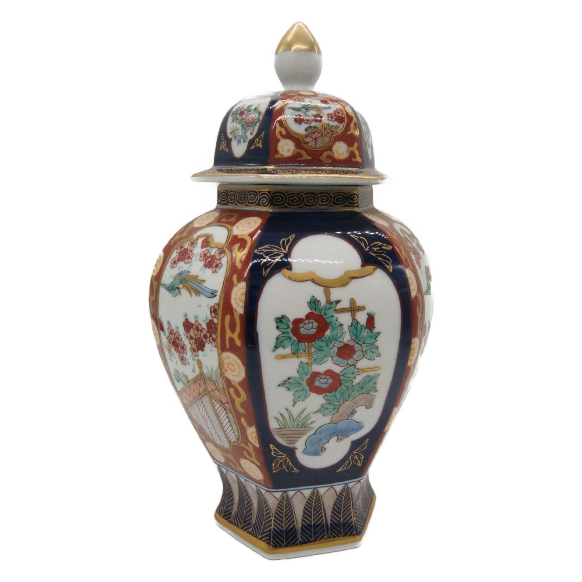 有田 伊万里 武士と馬の絵柄の陶器壺