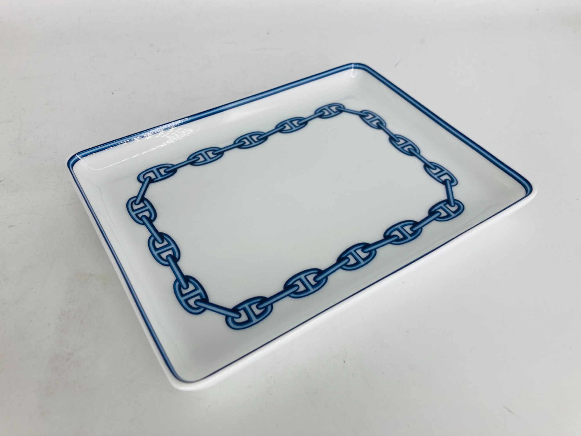 HERMES エルメス シェーヌダンクルスクエア　プレート HERMES エルメス シェーヌダンクル スクエアプレート プラチナ