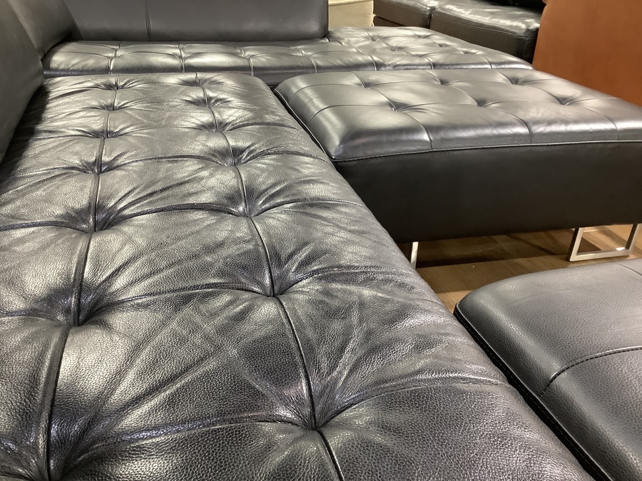 定価70万円以上！！IDC大塚家具 総革張カウチソファ L/S COMFORT-11が