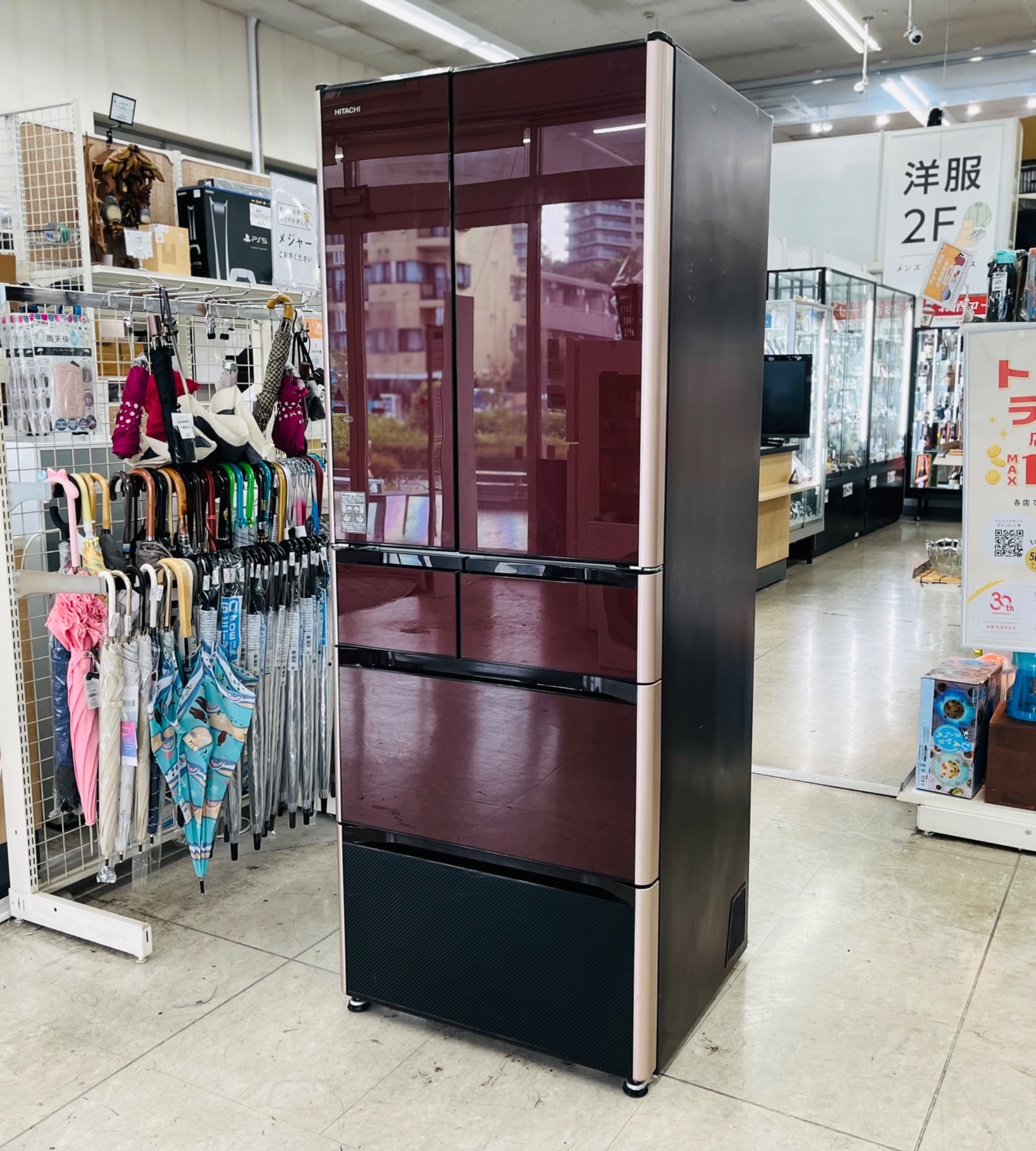 冷蔵庫 HITACHI R-XG4800G 475L SES188平 動作品 中古 2017年製 日立 6ドア冷蔵庫 R-XG4800G 475L | Office Hut