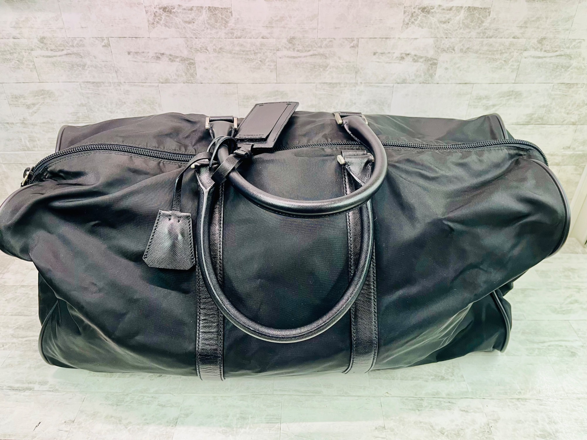 【美品】 PRADA プラダ ボストンバッグ PRADA プラダ （PRADA） ナイロン テスート×サフィアーノ