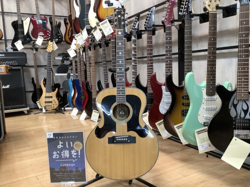 中古楽器店のアコースティックギター