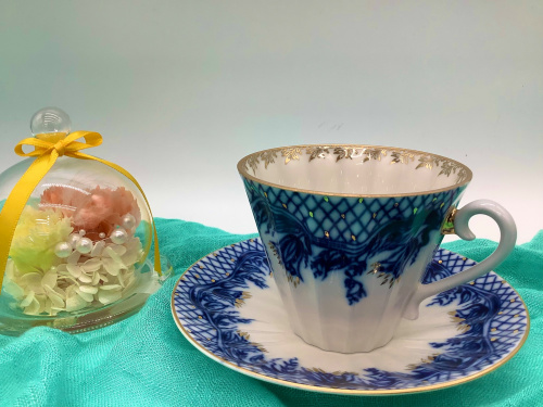 インペリアルグラス　ブルーオパルセント　ダイヤモンドレースベース　お値下げ中 スマホで購入】imperial porcelain (インペリアルポーセリン) ブルー