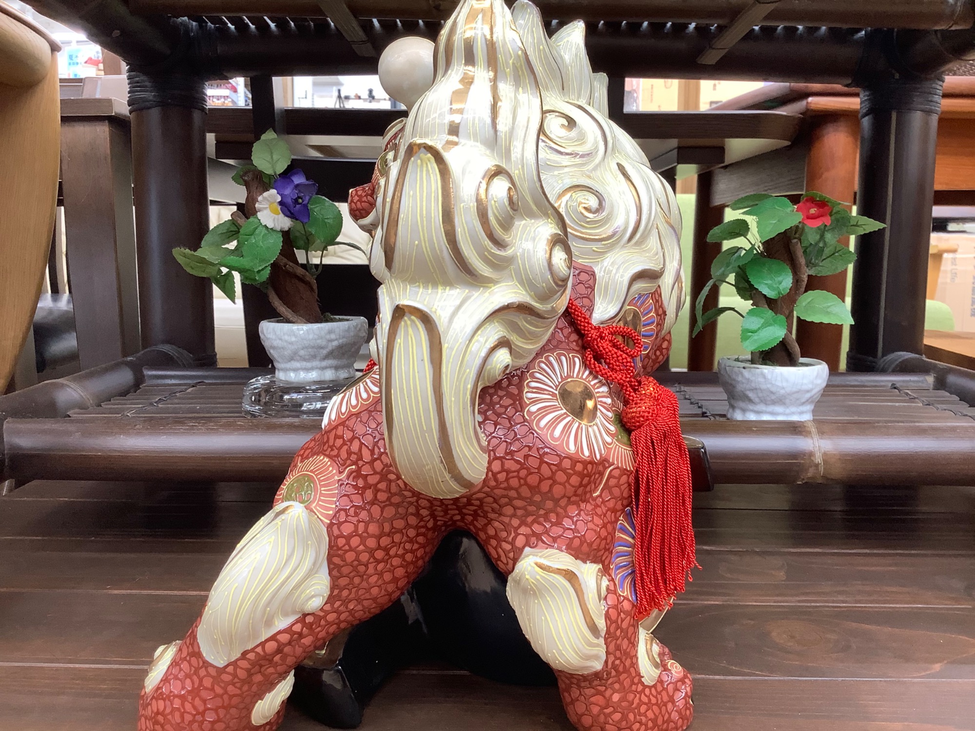 九谷焼 シーサー 玉獅子 高級陶器 - メルカリ