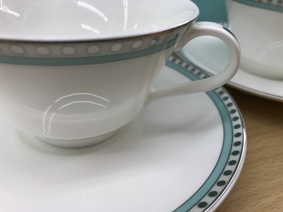 ティファニー　プラチナブルーバンド　デザートプレート＆マグカップ TIFFANY&Co. ティファニープラチナブルーバンドデザートプレート マグ