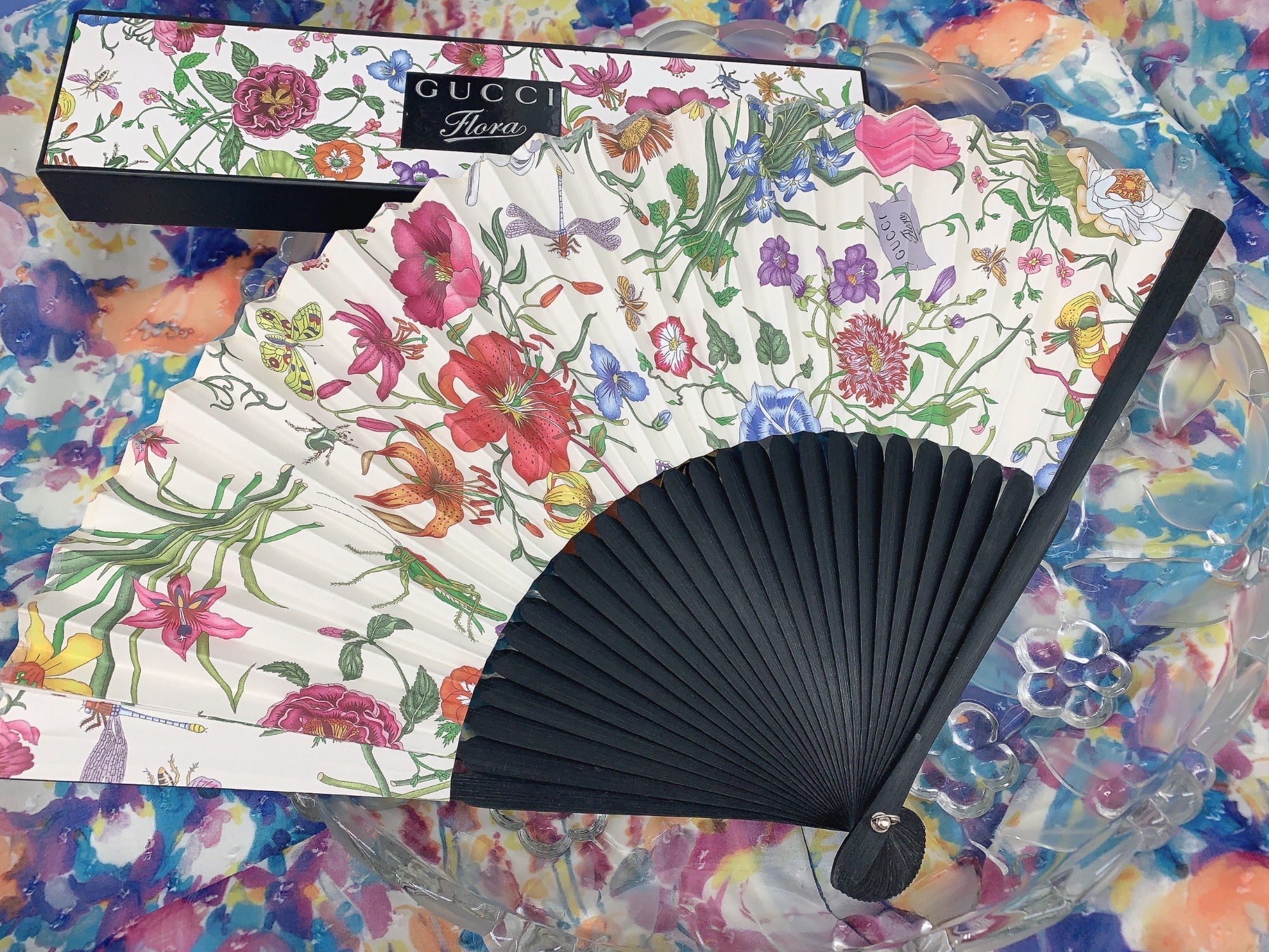 GUCCI Flora 扇子 小号花卉印花扇子in 古驰安可拉红| GUCCI® GR