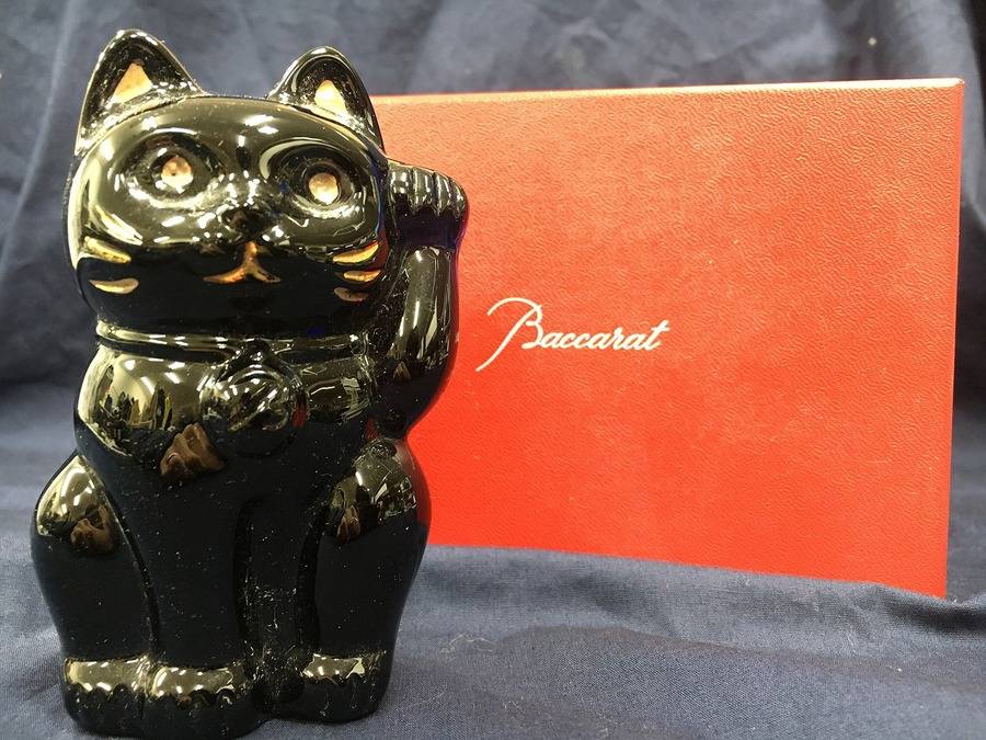 幸福のオブジェ♪Baccarat（バカラ）招き猫ミッドナイトを買取入荷
