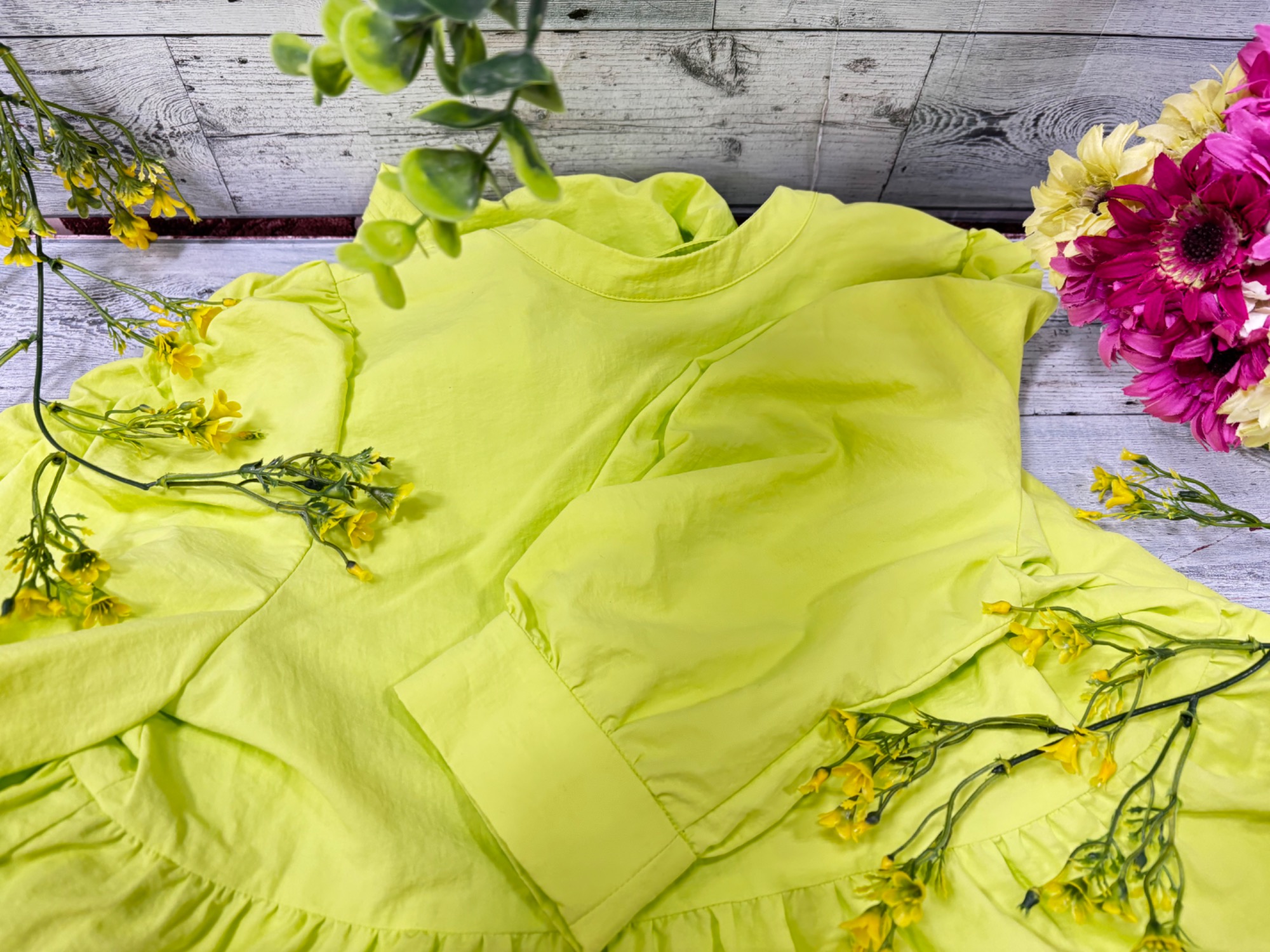 MEDI COLOR TIERED VOLUME DRESS ブルー Sサイズ（中古・古着